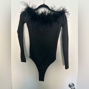 Akira Black Feather Bodysuit size small